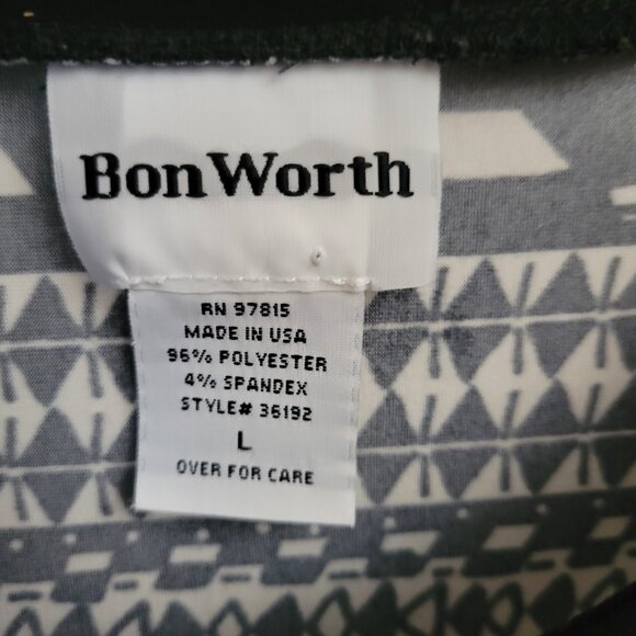 Bon Worth Blouse Retro Pullover Black White Geometric Large 3/4 sleeve stretchy - Picture 7 of 8